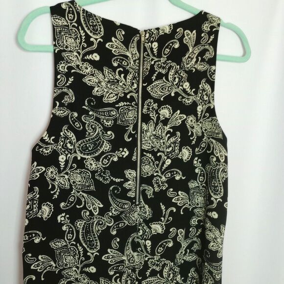 Forever 21 Paisley Sleeveless Mini Shift Tank Dress Lined Black/Tan Flowy Med - Picture 4 of 10